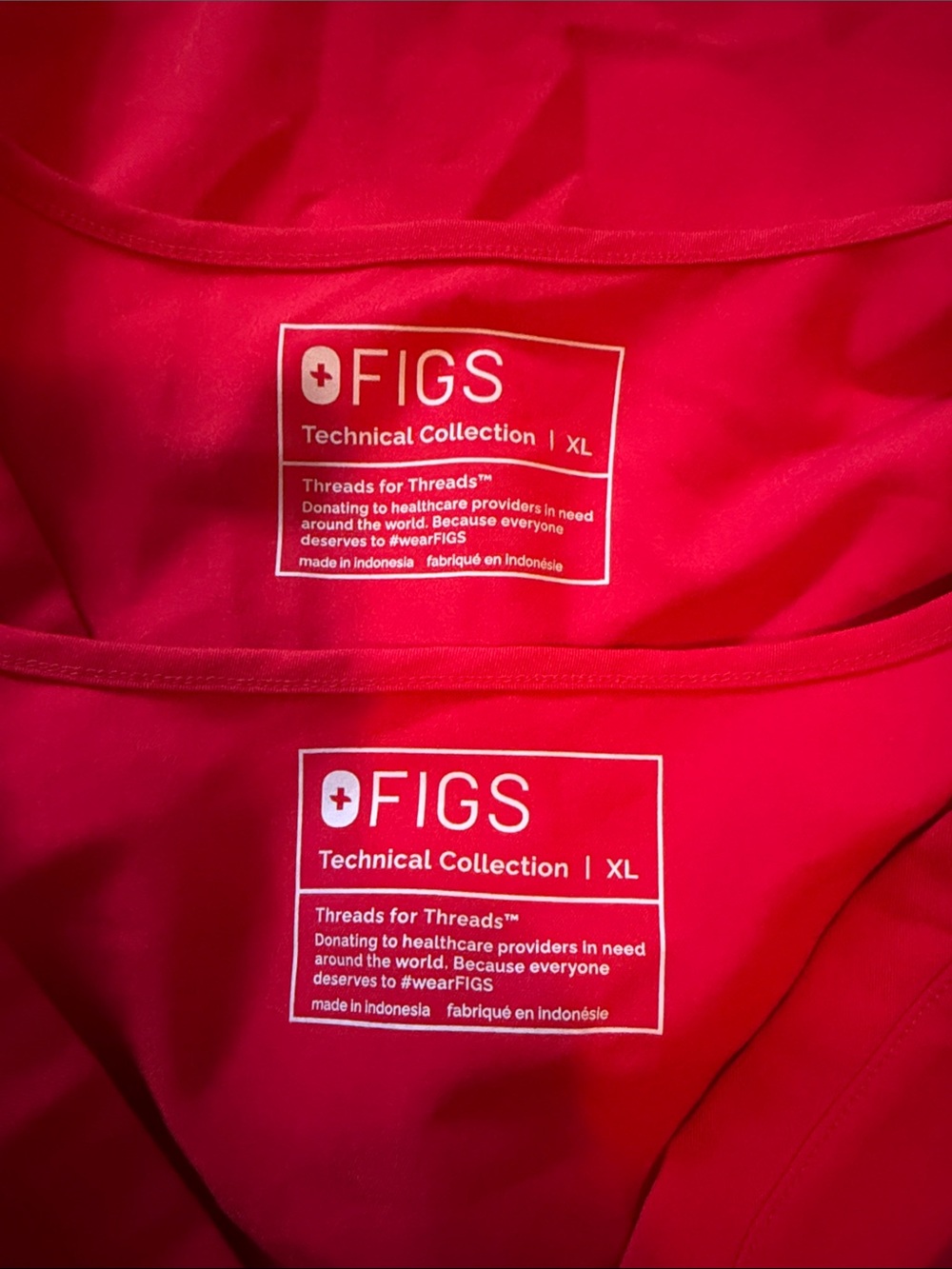Figs two red scrub tops size extra large
